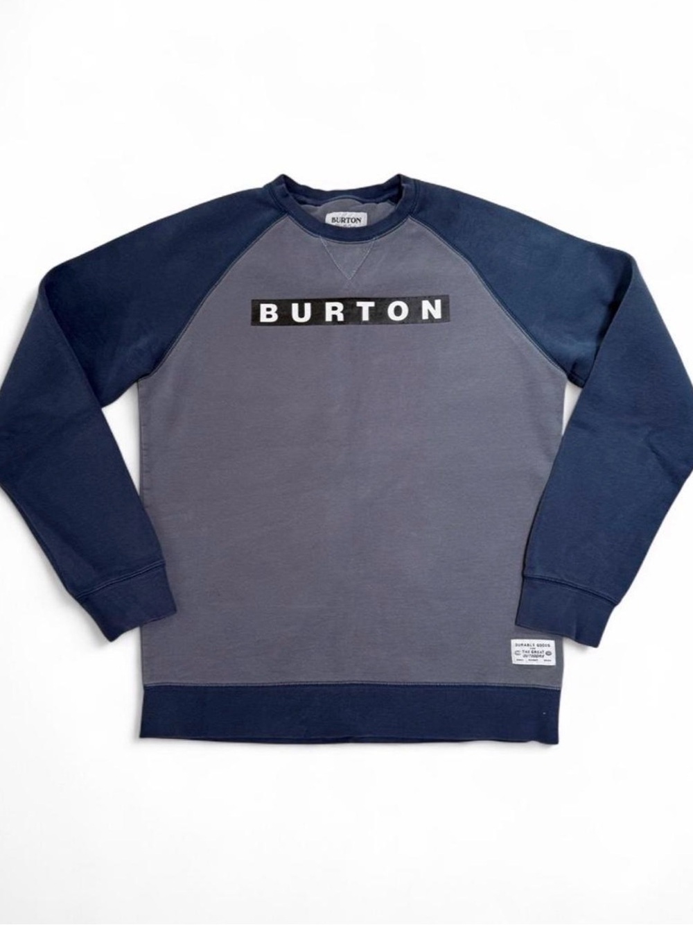 Burton Men's Navy and Gray Raglan Crewneck Sweatshirt